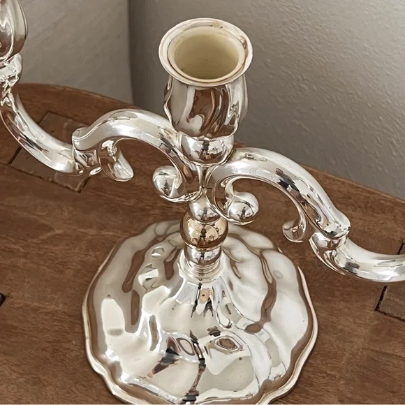 Vintage silver tone candelabra candle holder - Picture 3 of 5